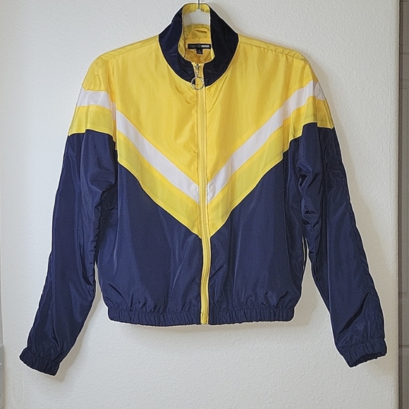 FASHION NOVA Jacket, Windbreaker, S, Navy/Yellow, EUC - Picture 3 of 9